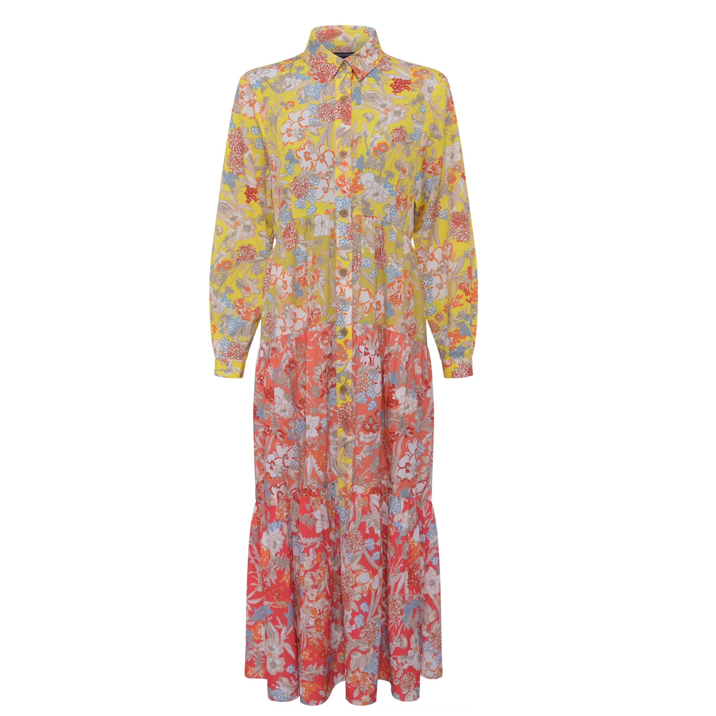 French Connection BLOSSOM COURTNEY TIERED BUTTON FRONT DRESS 71SBH