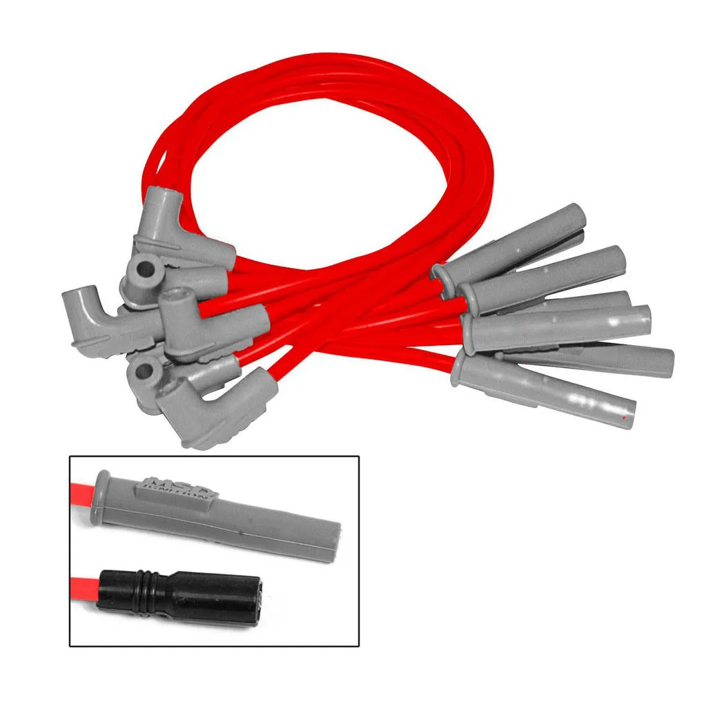 MSD Super Conductor Spiral Core 8.5 mm Spark Plug Wire Set - Red - Straight Plug Boots - Socket Style - Cut-to-Fit - GM LS-Series