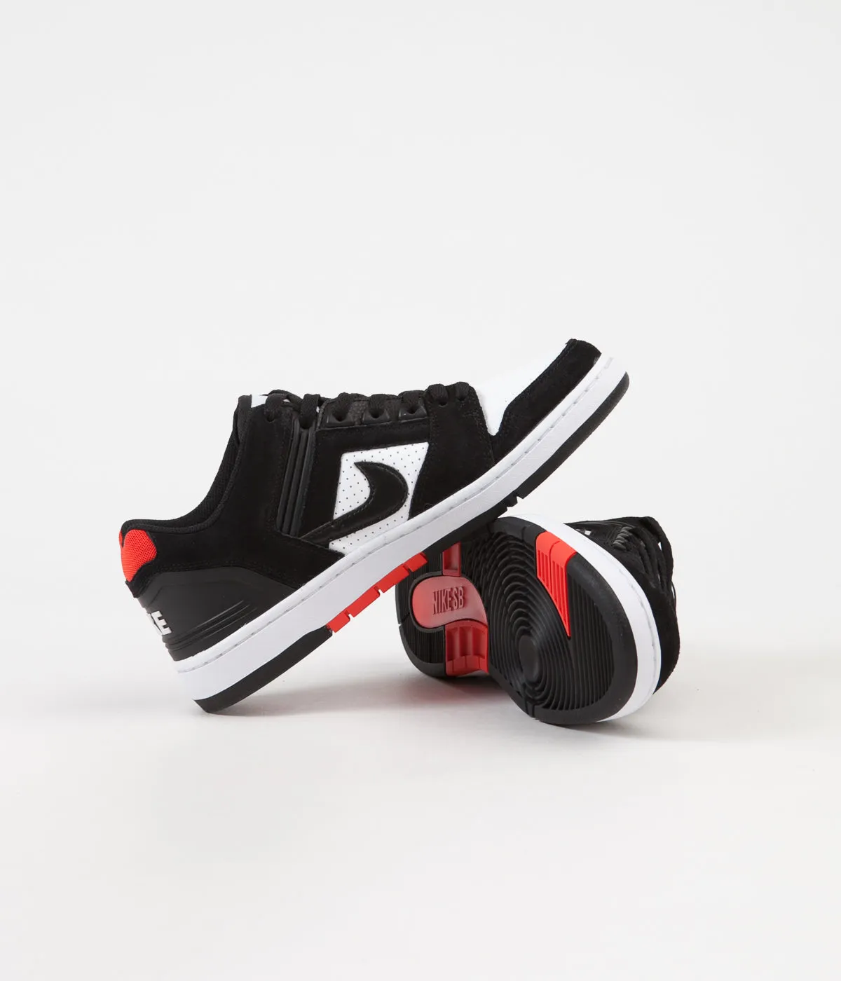 Nike SB Air Force II Low Shoes - Black / Black - White - Habanero Red