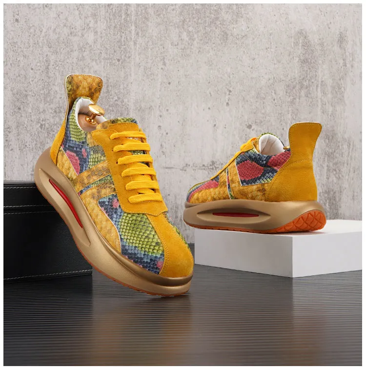 Snakeskin Pattern split leather Sneakers